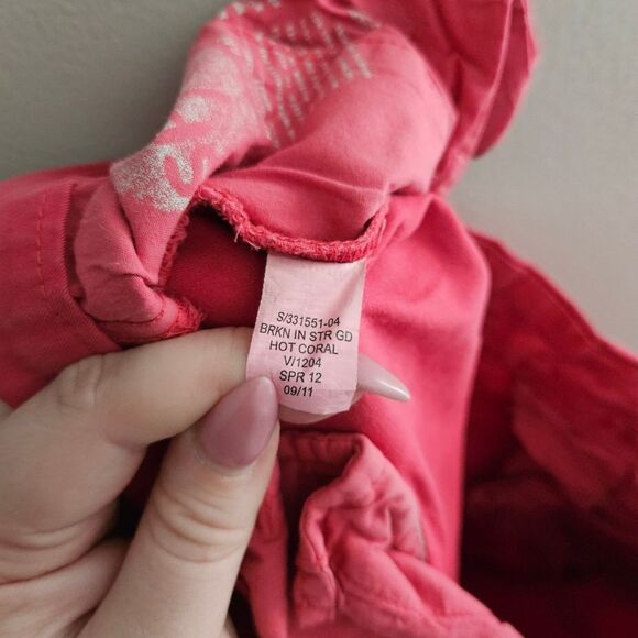 Gap Khakis Pants Hot Coral Broken-In Straight Casual Solid Spring Staple Pink - Picture 8 of 10